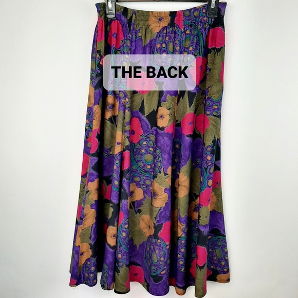 VTG Rebecca Stessens California Abstract Floral Midi Skirt Size Medium USA Made - Picture 8 of 12